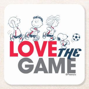 Peanuts Gang - hou van het spel Vierkante Kartonnen Onderzetter