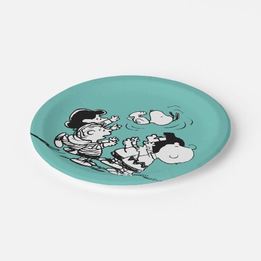 Peanuts Gang Lifting Snoopy Papieren Bordje (Gekanteld)