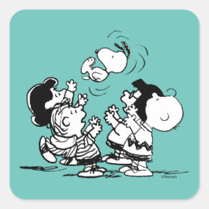 Peanuts Gang Lifting Snoopy Vierkante Sticker
