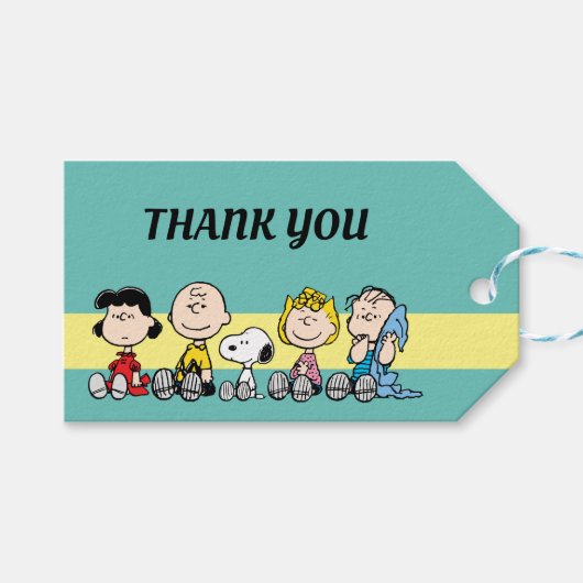 Peanuts Gang Sitting Together Cadeaulabel (Voorkant (Horizontaal))