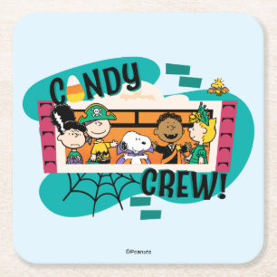Peanuts Gang Snoep Bemanning Halloween Vierkante Kartonnen Onderzetter