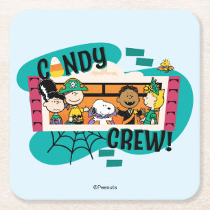 Peanuts Gang Snoep Bemanning Halloween Vierkante Kartonnen Onderzetter