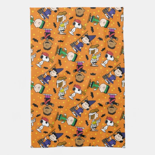 Peanuts | Gelukkig Halloween patroon Theedoek (Verticaal)