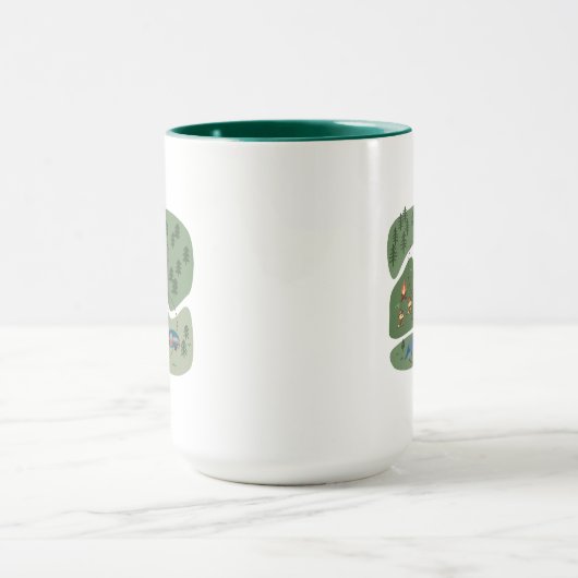 Peanuts | Genesteld in de bergen Camping Mok (Midden)