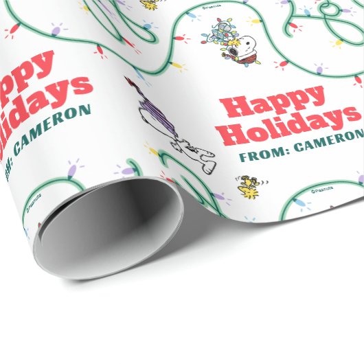 Peanuts | Glanzend en helder kerstliefdespatroon Cadeaupapier (Rol Hoek)