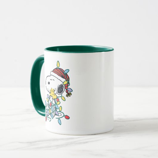 Peanuts | Glanzend en helder kerstliefdespatroon Mok (Voorkant links)