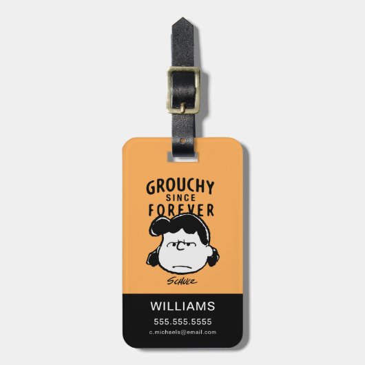 Peanuts | Grouchy Sinds Forever Lucy Bagagelabel (Voorkant verticaal)