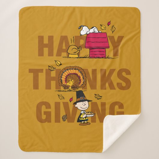 Peanuts | Happy Thanksgiving Combo Sherpa Deken (Voorkant)