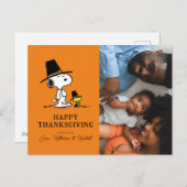 Peanuts | Happy Thanksgiving Pelgrims Feestdagenkaart (Voorkant / Achterkant)