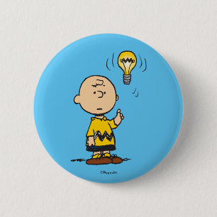 Peanuts Het gloeilampidee van Charlie Brown Ronde Button 5,7 Cm