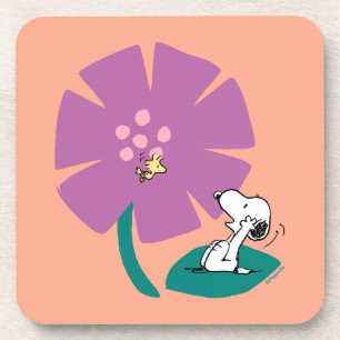 Peanuts   Het illustreren van Natuur Paarse Bloem Bier Onderzetter