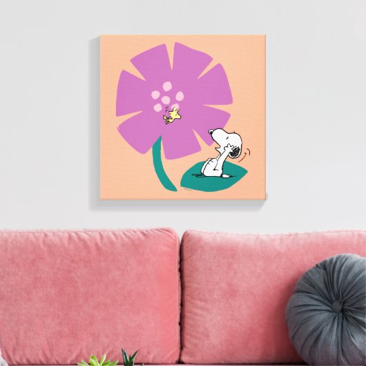 Peanuts | Het illustreren van Natuur Paarse Bloem Canvas Afdruk (Insitu (Woonkamer))