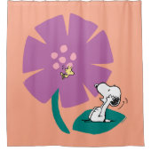 Peanuts | Het illustreren van Natuur Paarse Bloem Douchegordijn (Voorkant)