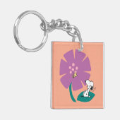 Peanuts | Het illustreren van Natuur Paarse Bloem Sleutelhanger (Voorkant Links)