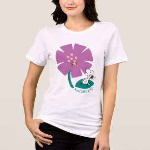 Peanuts Het illustreren van Natuur Paarse Bloem Tri-Blend Shirt