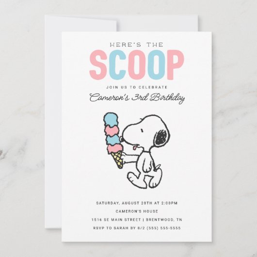 Peanuts | Hier is de Scoop - Ice Cream Verjaardag Kaart (Voorkant)