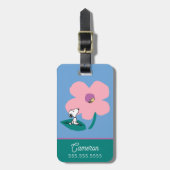 Peanuts | Illustratie Natuur roze bloem Bagagelabel (Voorkant verticaal)