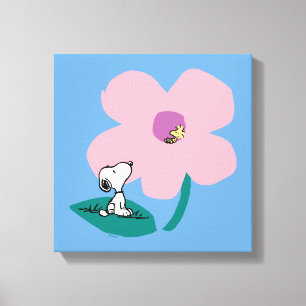 Peanuts   Illustratie Natuur roze bloem Canvas Afdruk