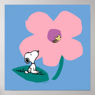 Peanuts Illustratie Natuur roze bloem Poster