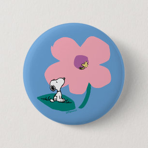 Peanuts Illustratie Natuur roze bloem Ronde Button 5,7 Cm