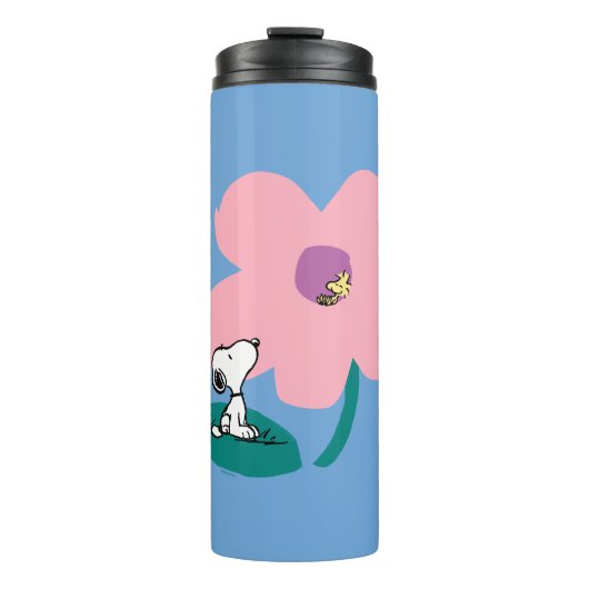 Peanuts | Illustratie Natuur roze bloem Thermosbeker (Voorkant)