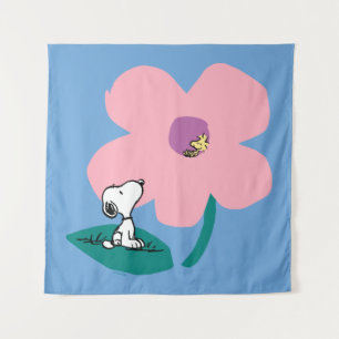 Peanuts Illustratie Natuur roze bloem Wandkleed