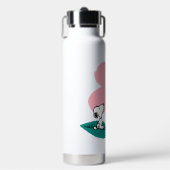 Peanuts | Illustratie Natuur roze bloem Waterfles (Voorkant)
