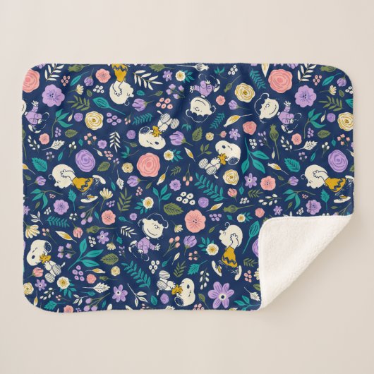 Peanuts In Bloom Pattern Sherpa Deken (Voorkant (horizontaal))