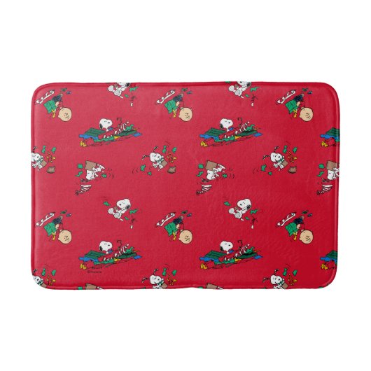 Peanuts | Kerst cadeauverpakking patroon Badmat (Voorkant)
