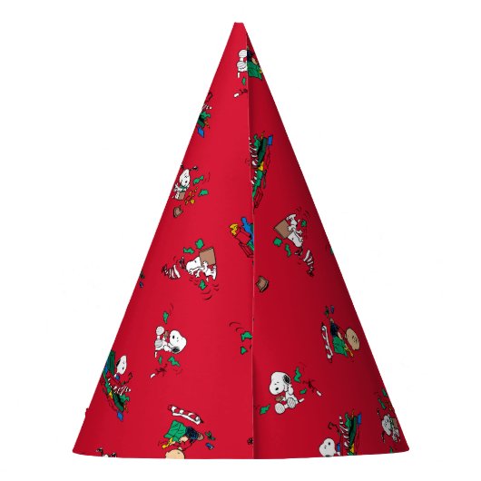 Peanuts | Kerst cadeauverpakking patroon Feesthoedjes (Achterkant)