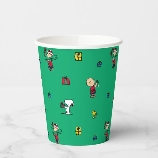 Peanuts | Kerstcadeau Giving Pattern Papieren Bekers (Links)