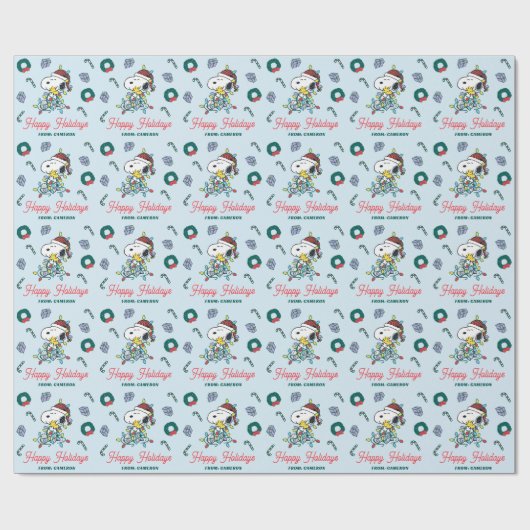 Peanuts | Kerstliefde en Lichten Cadeaupapier (Vlak)