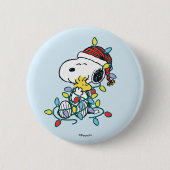 Peanuts | Kerstliefde en Lichten Ronde Button 5,7 Cm (Voorkant)