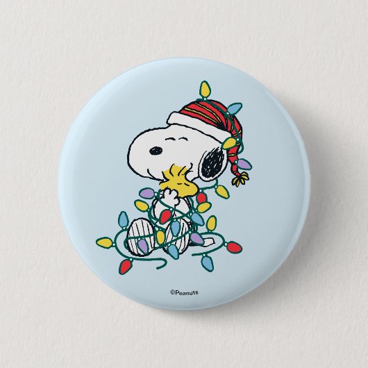 Peanuts | Kerstliefde en Lichten Ronde Button 5,7 Cm (Voorkant)
