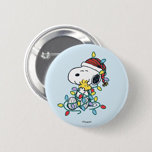Peanuts | Kerstliefde en Lichten Ronde Button 5,7 Cm (Voorkant /achterkant)