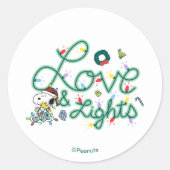 Peanuts | Kerstliefde en Lichten Ronde Sticker (Voorkant)