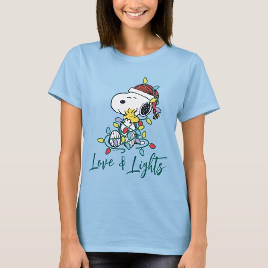 Peanuts | Kerstliefde en Lichten T-shirt (Voorkant)