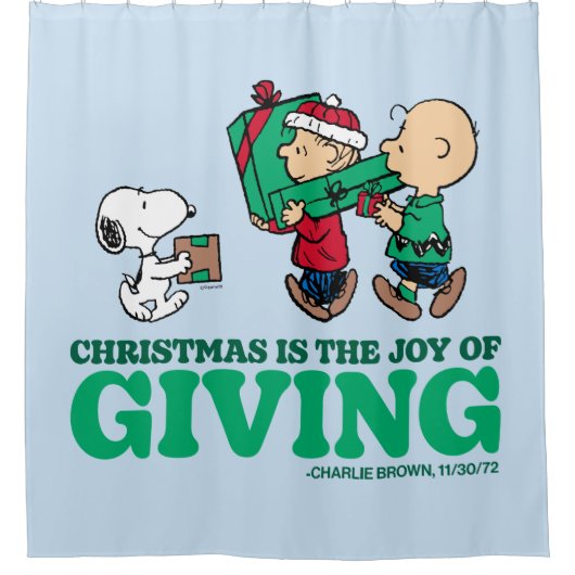 Peanuts | Kerstmis is de vreugde van het geven Douchegordijn (Voorkant)