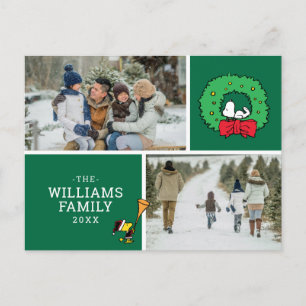 Peanuts Kerstmis Snoopy krans Familie Foto Feestdagenkaart