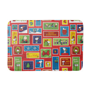 Peanuts Kerstpostzegels Patroon Badmat