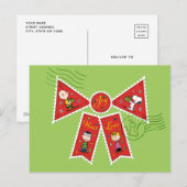 Peanuts | Kerststrik postzegels Feestdagenkaart (Voorkant / Achterkant)