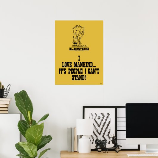 Peanuts | Linus houdt van de mensheid Poster (Thuiskantoor)