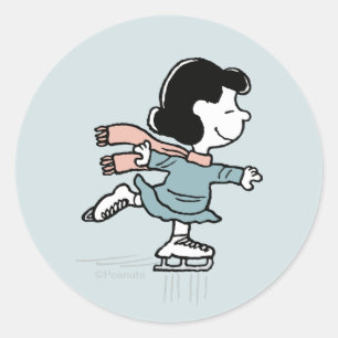 Peanuts Lucy op het ijs Ronde Sticker