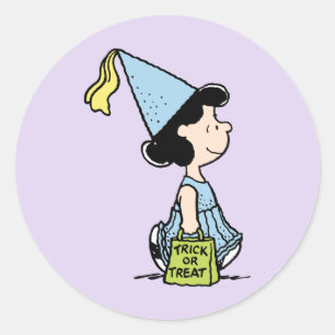Peanuts Lucy Prinses Kostuum Halloween Ronde Sticker