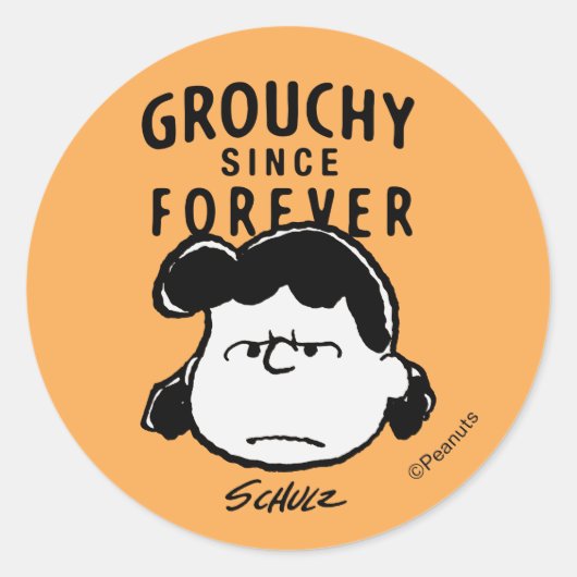 Peanuts | Lucy Sinds eeuwig Ronde Sticker (Voorkant)