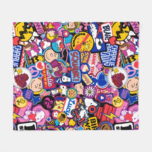 Peanuts | Mixtape-patchpatroon Fleece Deken (Voorkant (Horizontaal))