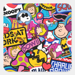 Peanuts Mixtape-patchpatroon Vierkante Sticker