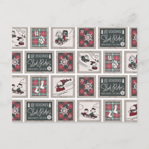 Peanuts Ouderwets slee ritten patroon Briefkaart