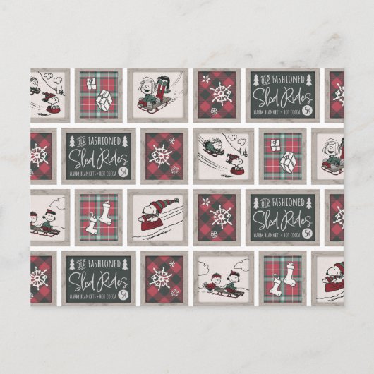 Peanuts | Ouderwets slee ritten patroon Briefkaart (Voorkant)