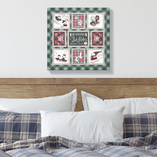 Peanuts | Ouderwets slee ritten patroon Canvas Afdruk (Insitu (Slaapkamer))